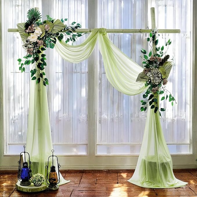 MDS Halloween Chiffon Draping Fabric - 1 Panel, 30" Wide x 40ft Long - Sheer Spooky Arbor & Canopy Drapery for Haunted House Backdrops, Party Ceilings, DIY Costumes & Themed Events - Sage Green