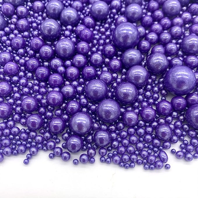 Weraru Edible Purple Pearl Sugar Sprinkles Candy Mixing Size Baking Edible Cake Decorations Cupcake Toppers Cookie Decorating Celebrations Wedding Shower Party Chirstmas Supplies 130g/ 4.58oz