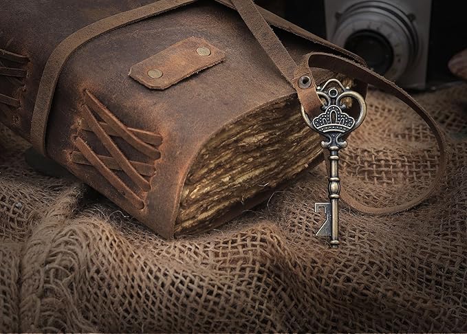 Vintage Leather Journal - Antique Handmade Leather Bound journal with deckle edge paper for Men And Women Diary - Leather Sketchbook - Drawing Journal Notebook - Great Gift (11.7X8.3)