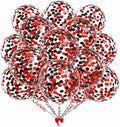 50pcs Black and Red Foil Confetti Balloons,12 inch Latex Balloon with Black Red Confetti Inside for Birthday Family Party Graduation Decorations
