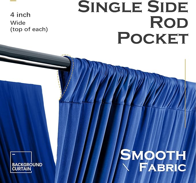 PartyVillage 10ftx40ft Royal Blue Ceiling Curtain for Wedding Parties – 2 Panels Wrinkle-Free 40 FT Long Tent Draping Curtains for Wedding, Birthday & Theme Parties, 40ft Height with Rod Pocket