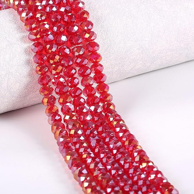 220Pcs 10mm Crystal Glass Beads for Jewelry Making Beads for Bracelets Necklace Pendants Making Supplies(Red)