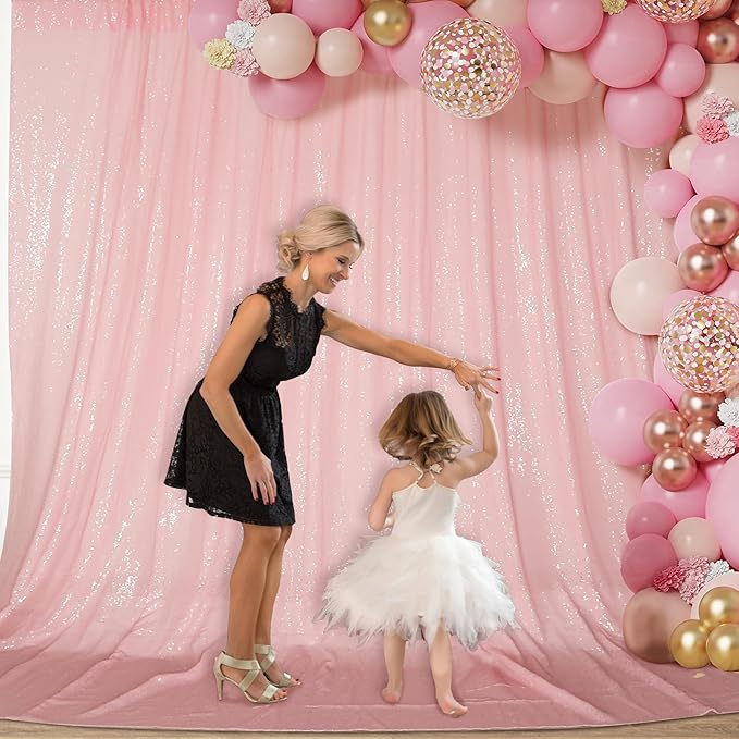 PartyDelight Pink Sequin Backdrop Wedding 20FTx10FT Not Through Background for Wedding PartyEvents Party