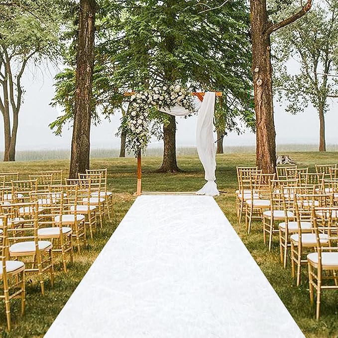 MODFUNS White Aisle Runner Wedding Carpet Runner 4x30FT Velvet Fabric Aisle Runner Rug Indoor Outdoor Event Carpet Aisle Runner Rustic Runway Carpet for Parties Hallway Wedding Aisle Decoration