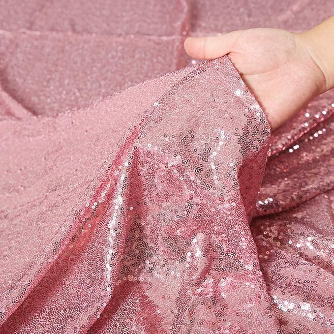 Poise3EHome 2Pcs 3Ft x 8Ft Fuchsia Pink Sequin Backdrop Curtain, Glitter Photography Background, Sequence Xmas Thanksgiving Backdrop for Wedding Party Holiday Festival Decor