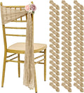50 PCS Cheesecloth Chair Sashes, Bows Designed ChairSashes, 15.7x108 inch Chair Sashes for Aisle Decorations Universal Chairs Cover Decoration for Wedding Reception Party Banquet (Beige)
