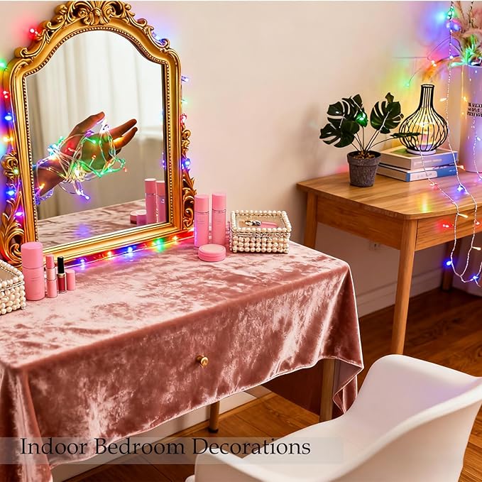 Pastel Plug in Easter String Lights, 33ft 100 LED Clear Wire Decorative Multicolored Christmas Birthday Wedding Party Lighting Up for Window Bedroom Tree Hanging Decorations (Multi Color)