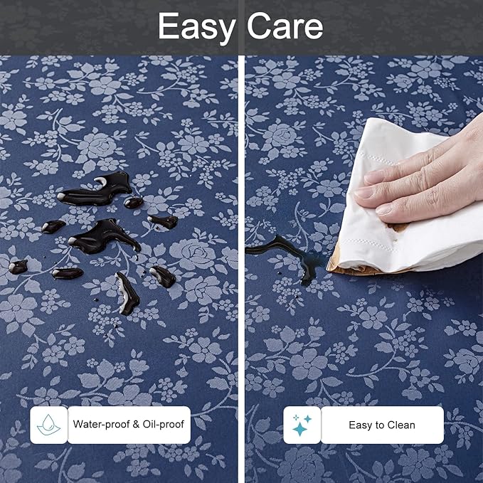 Smiry Rectangle Table Cloth, Waterproof Heavy Duty Vinyl Tablecloths, Wipeable Washable Table Cover for Kitchen and Dining Room (Navy Blue, 60" X 84")