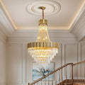 54" Luxury Long Crystal Chandelier for High Ceilings, 21-Light Modern Gold Large Chandeliers for Staircase, Foyer, Entryway, Living Room, Hallway, Contemporary K9 Crystal Tiered Chandelier