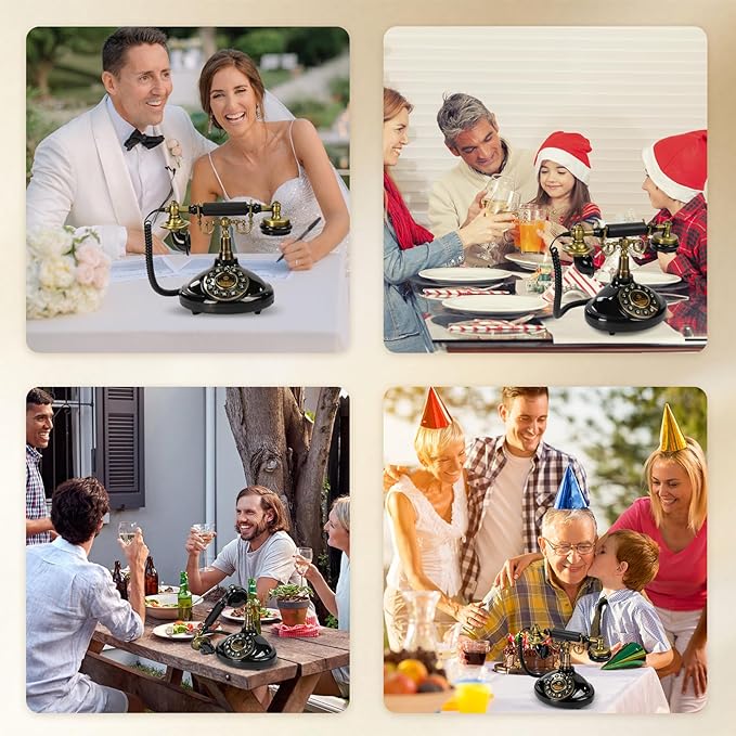 Audio Guest Book Wedding Phone,Audio Guestbook Phone Vintage Style Audio Message Voicemail for Graduation Retirement Party Birthdays Baby Shower Special Occasions (Black)