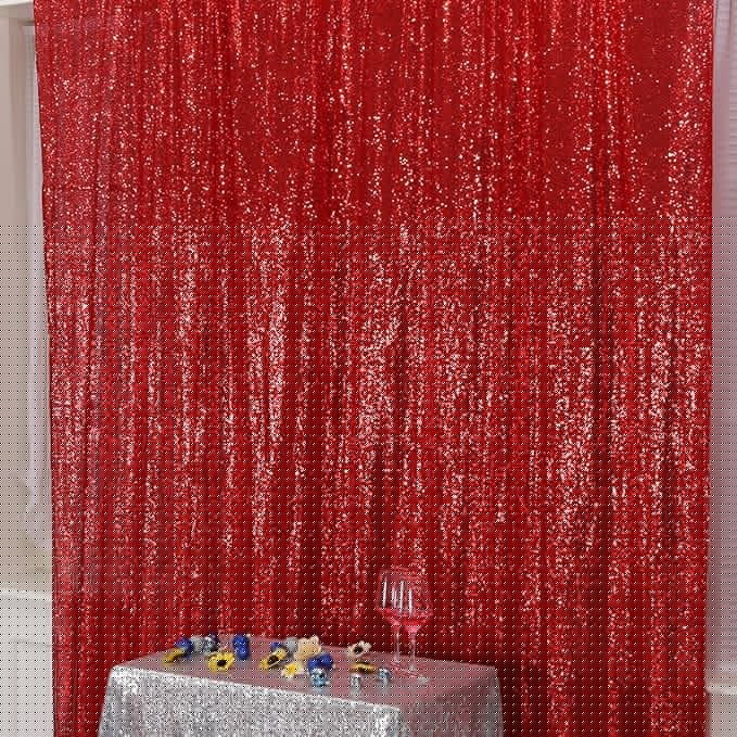 Poise3EHome 8FT x 8FT Sequin Photography Backdrop Curtain for Party Decoration, Red