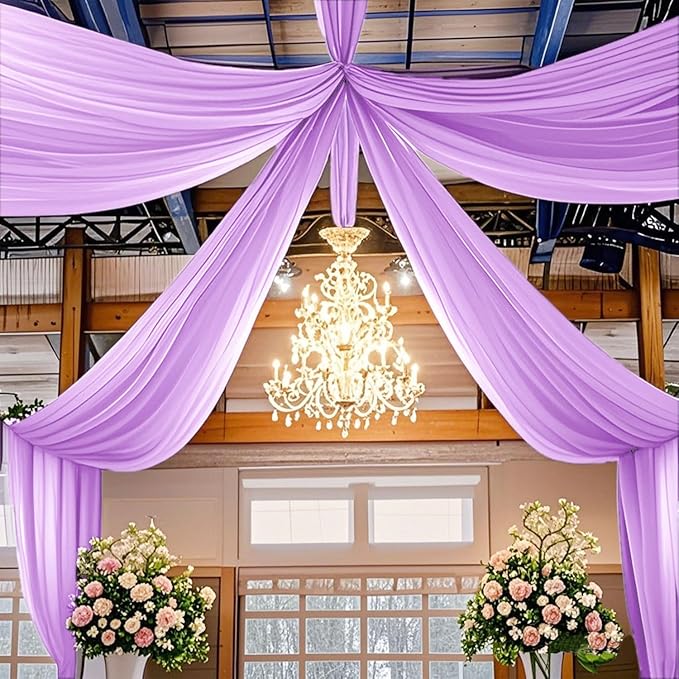 Ceiling Drapes for Weddings Light Purple Draping Fabric for Wedding Arch 5FTx20FT 2Panels Weddings Drapes Arch Decorations for Wedding Ceremony Lavender Ceiling Panels Swag Curtains for Reception