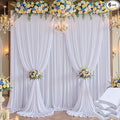 30×14 ft White Wrinkle Free Backdrop Curtain, Soft Silky Polyester Wedding Drapes 6 Panels 14ft Height Photo Backdrop Curtains for Parties Birthday Baby Shower Photography Background Cloth