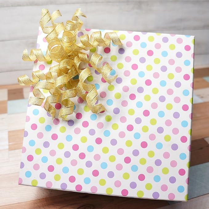 CT CRAFT LLC Gold Metallic Burst Curly Ribbon Bow 4" Wide x 6 Counts Gift Wrapping Pre-Tied Self-Adhesive Tab for Birthday Present Box Wine Bottle Baby Shower Party Christmas Hanukah