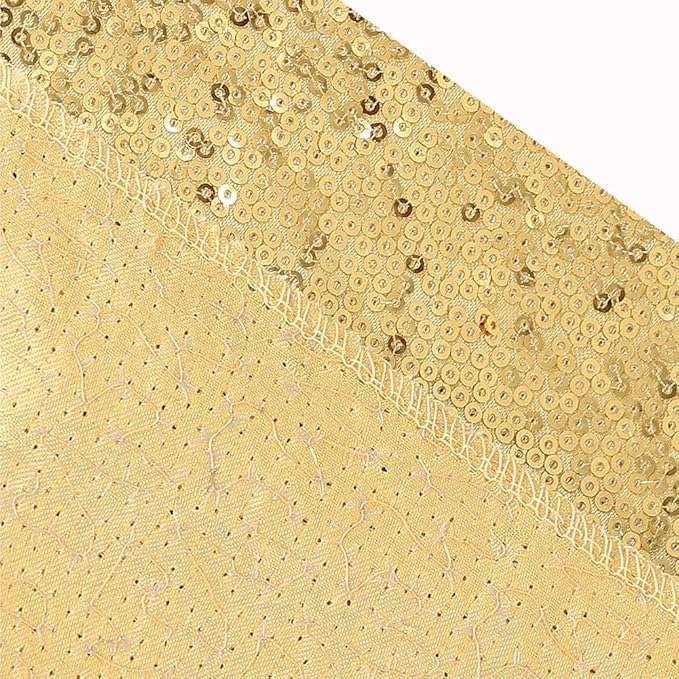 SquarePie Sequin Backdrop Curtain Less See Through Thick Background for Party 5FT x 7FT Gold
