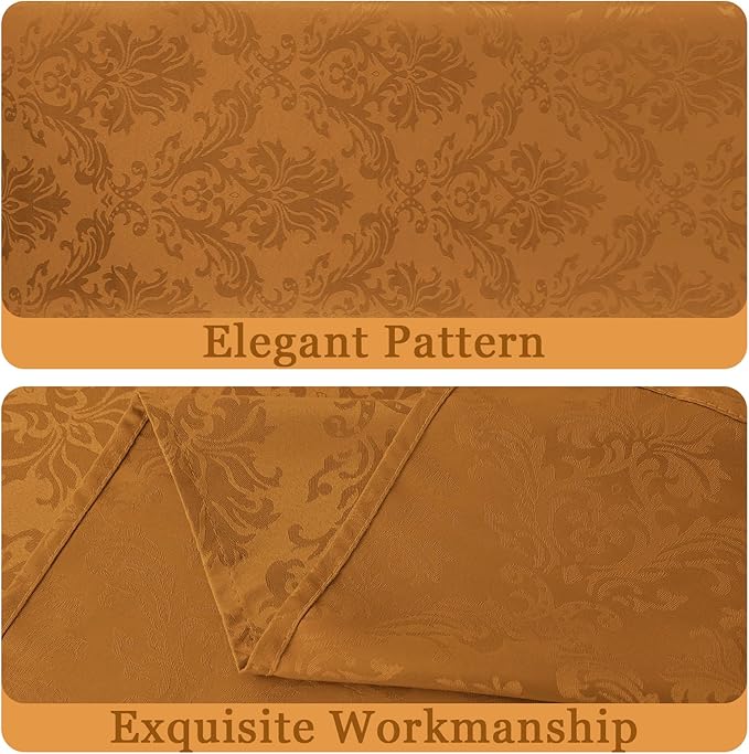 Rectangle Table Cloth - 60 x 102 Inch Brown Jacquard Tablecloths Damask Design Spillproof Wrinkle Resistant Shrinkproof Soft Tablecloth Polyester Oblong Table Cover for Kitchen Dinning Party Tabletop