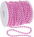100 FT Pink Christmas Tree Beads Garland, Plastic Xmas Tree Beads Trim Chain Roll for Home, DIY Fireplace Holiday Decor Hanging Ornaments