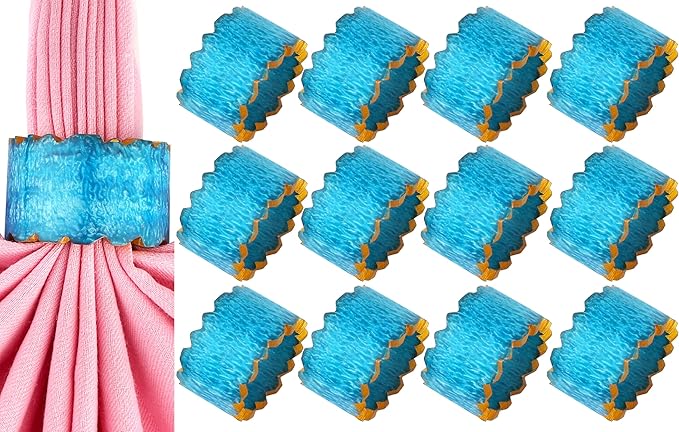 Handmade Epoxy Napkin Rings Set of 12 | Elegant Round Napkin Holders for Dining Table, Weddings, Parties & Home Décor | Durable & Stylish Farmhouse Table Accessories - (Blue Gold) - ALPHA Living HOME