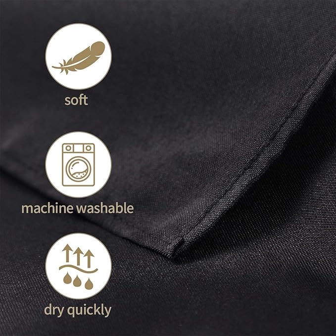Ascoza 2pack 60x102 Inch Black Rectangular Tablecloth 6 Feet Table Cloth in Polyester Fabric for Wedding/Banquet/Restaurant/Parties