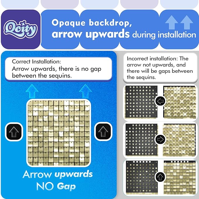 Qcity Rose Gold Shimmer Wall Backdrop 36PCS, Black Back Not See-Through Design, Square Sequin Glitter Backdrop Panel, Perfect for Outdoor Events, Birthdays, Wedding and Party Decoration