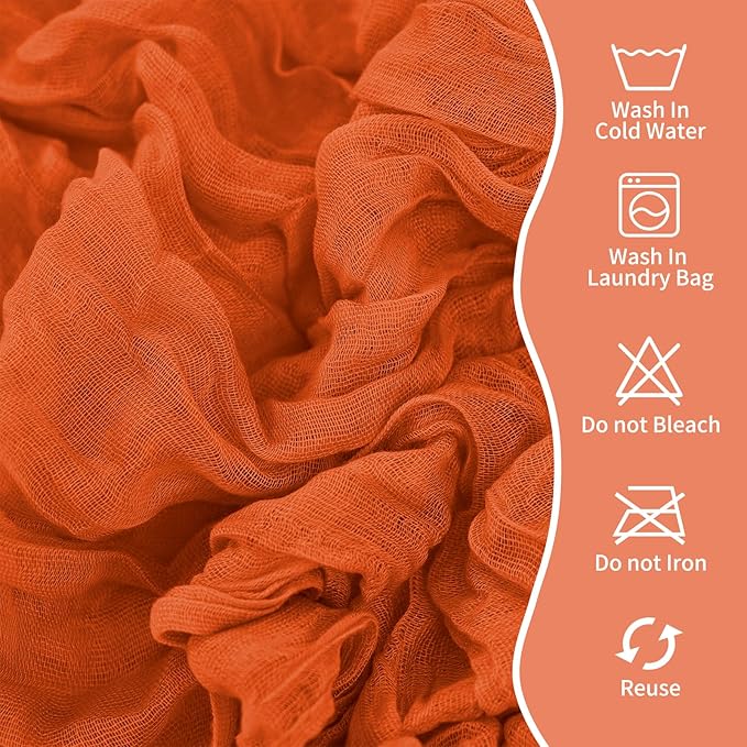 50 PCS Cheesecloth Chair Sashes, Bows Designed ChairSashes, 15.7x70 inch Chair Sashes for Aisle Decorations Universal Chairs Cover Decoration for Wedding Reception Party Banquet (Burnt Orange)