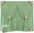 20ft x 12ft Sage Green Backdrop Curtains Wrinkle Free Backdrop Curtain for Wedding Parties Green Fabric Backdrops Drapes Back Drop Cloth Bridal Shower Stage Curtains Wedding Decorations for Reception