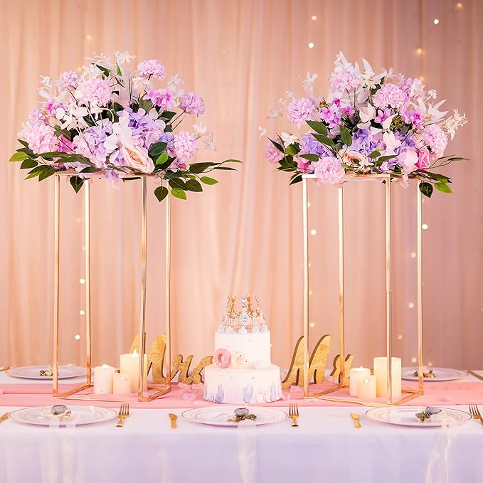 Gold Flower Stand for Table: 23.6” Tall Centerpiece Stand for Wedding Table Reception Floral Center Pieces with Home Decoration Party Event 10 PCS