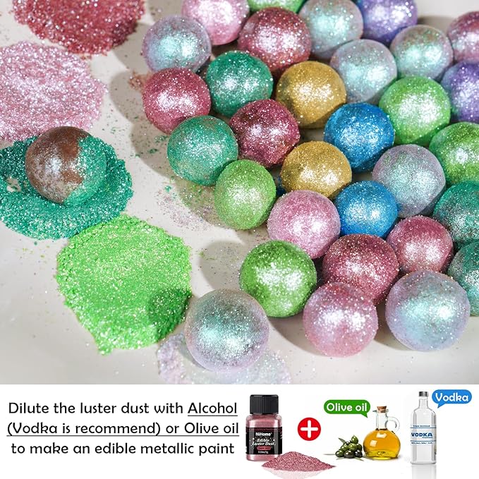 NiHome Edible Food-Grade Glitter Powder Glimmer Luster Dust Metallic Fancy Food Decorating Sprinkle Glimmery Dust for Drink Wine Beverage Cake Bakery Vegan Allergen-Free (Dark Red, 0.35oz/10g)