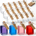 Baderke 18 Pcs 4oz Glass Potion Bottles Favor Jars with Cork Lid Twine Tags Glass Bottles Tiny Vintage Square Water Candy Jars Honey Spice Vials Party Favors DIY Crafts Halloween Wedding Decorations