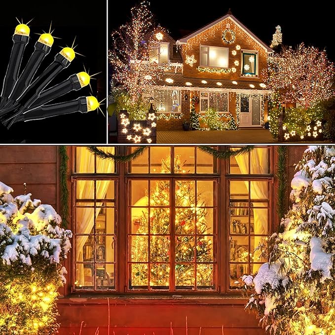 Toodour Solar Christmas Lights, 121ft 350 LED 8 Modes Outdoor Christmas String Lights, Waterproof Solar String Light for Xmas Tree, Fence, Holiday, Party, Balcony, Outdoo Xmas Decorations -Warm White
