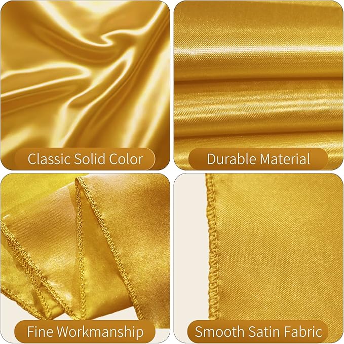 100 PCS Satin Chair Sashes Decorative Bows Satin Chair Sashes Ties Back Ribbon Bows Chairs Cover Band for Wedding Party Ceremony Reception Events Banquet Restaurant Home Kitchen Decor(7x108inch,Gold)