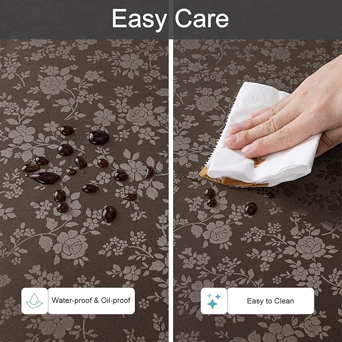 smiry Waterproof Vinyl Tablecloth, Rectangle Heavy Duty Table Cloth, Wipeable Table Cover for Kitchen and Dining Room (Coffee 1, 60X102 Inch)