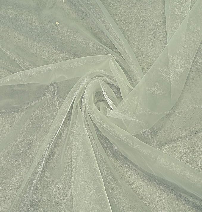 VDS Ivory Organza Fabric, 40 Yards Continuous, 45” Wide, Wedding Party Decoration Iridescent Crystal Sheer Shiny Organza Tulle Bridal Dress DIY Crafts Costume Sewing Backdrop Arch Cloth