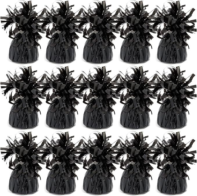 BLUE PANDA Black Balloon Weights - Pack of 15, 6 Oz, 4.5 In - Helium Balloon Weight Bulk for Table Centerpieces & Outdoor Events