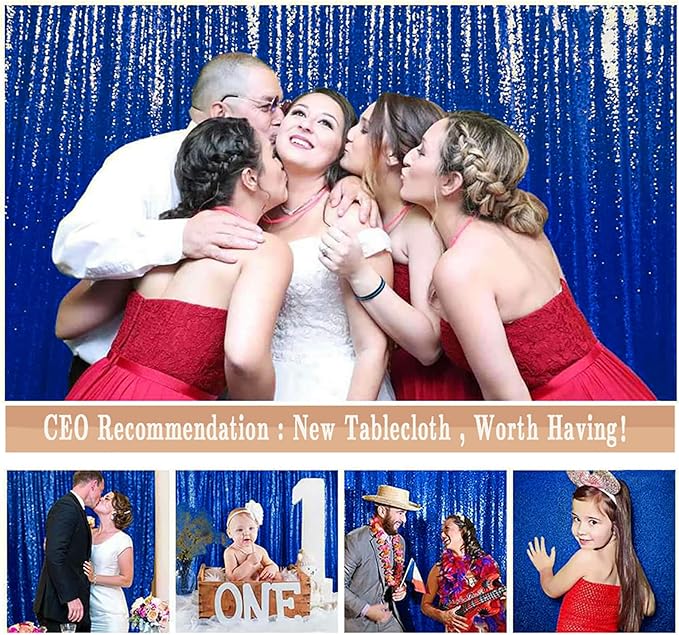 ShiDianYi Sequin Backdrop 10FTX10FT Blue Sparkle Backdrops for Party Royal Blue Backdrop Curtain Sequence Fabric Glitter Curtains Sparkly Photograph Background