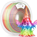 AMOLEN Silk PLA 3D Printer Filament, Shiny Multicolor Rainbow PLA Filament 1.75mm, Gradient Color Change PLA 3D Printing Filament for Most FDM 3D Printer, Pink Blue Purple Green Yellow, 1kg (2.2lbs)