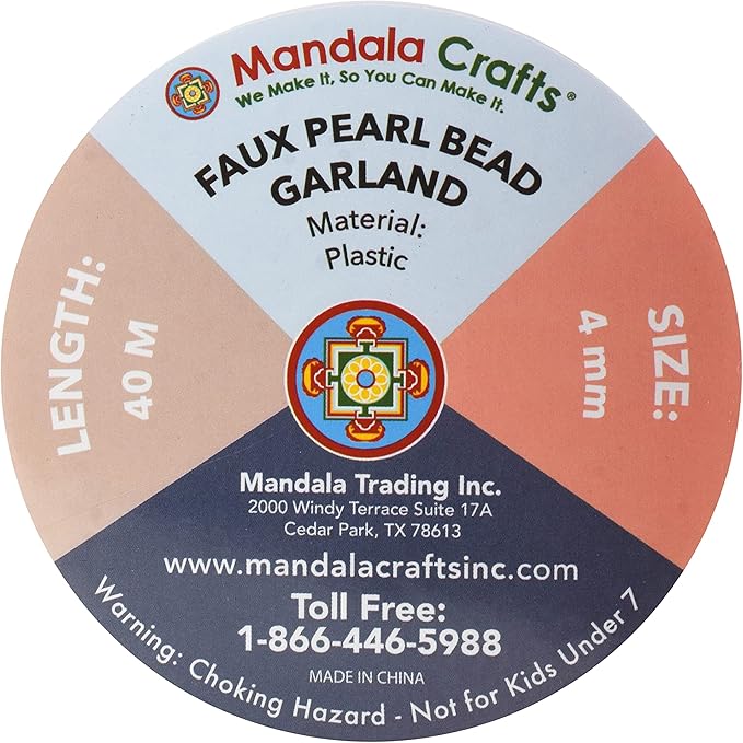Mandala Crafts 4mm Faux Teal Pearl Beads Roll - 44 Yards Strand of Fake Pearls Chain Garlands Spool String for Christmas Tree, Wedding, Party, Vases, DIY Decoration