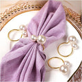Pearl Napkin Rings Set of 12, Gold Pearl Napkins Rings Holder Delicate Serviette Buckle for Wedding Thanksgiving Christmas Family Birthday Party Kitchen Table Décor(12 Big Pearl)