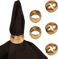 Gorgeous Perfect Hand Hammered Large Size Gold Color Party Dining Table Napkin Holders (Set of 6)