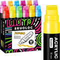 12 Neon Colors Jumbo Markers, 15mm Jumbo Felt Tip, Acrylic Paint Markers for Rock Painting, Poster, Stone, Ceramic, Glass, Wood, Canvas