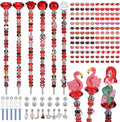 158 Pcs DIY Fairy Wand Garden Stakes Kit,Multiple Color Scheme European Beads Crystal Diamond Tops and 12 or 10 Inch Threaded Rods,Stainless Steel Stakes with Diamond Toppe (Red)