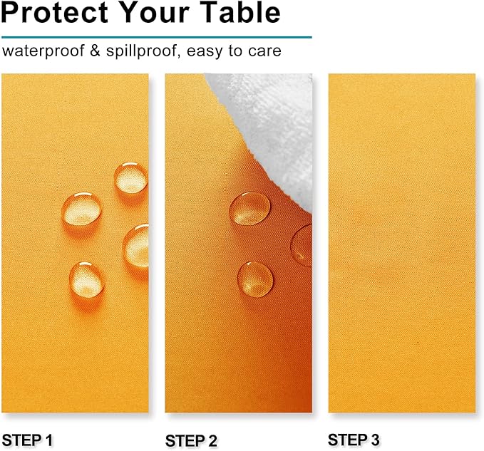 Hiasan Orange Yellow Rectangle Tablecloth - Waterproof Washable Fabric Table Cloth for Dining Party and Outdoor Use, 70 x 90 Inch