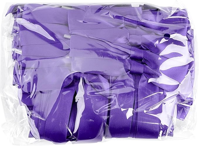 50 PCs Purple Bow Decor 5.5'' Satin Bows with Long Tail, Twist Tie Bows for Craft, Packaging Ribbon Bows, Premade Bows for Cake Decorating, Gift Bows for Treat, Wedding Favor, Party