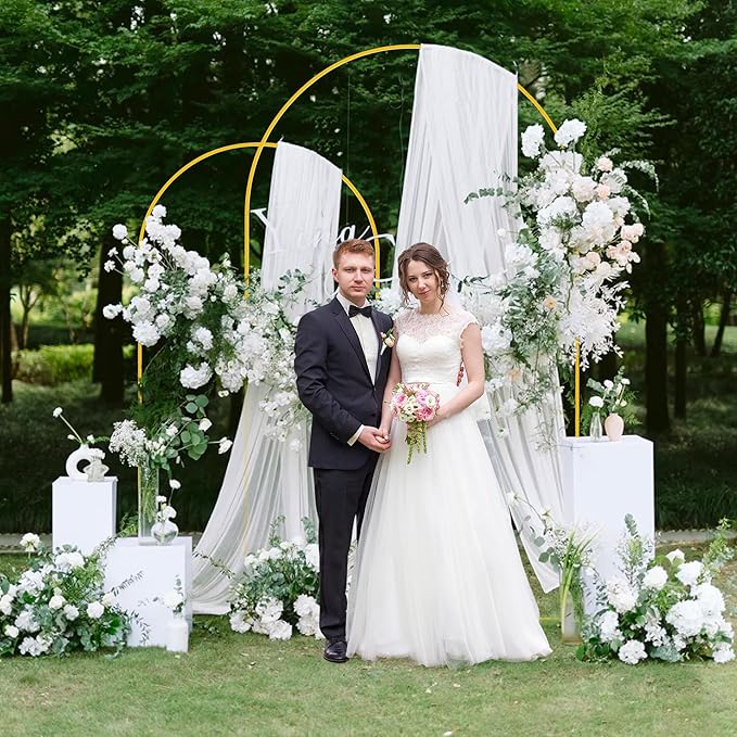 Putros Wedding Arch Stand Gold Metal Arch Stand Set of 2 (8FT/6.6FT) Chiara Arched Frame for Birthday Party Baby Shower Ceremony Graduation Decoration