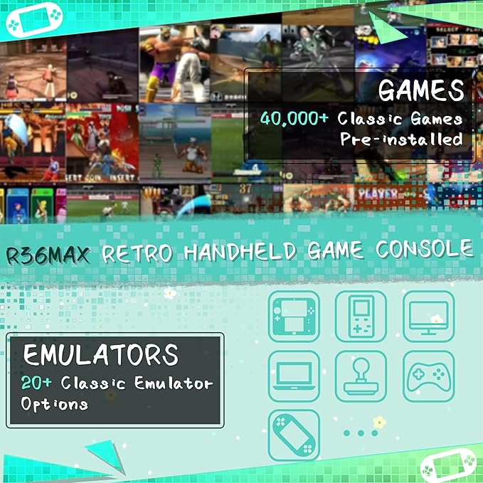 R36MAX Handheld Game Console, 40000+ Games Retro Gaming Console, 256GB TF Card Mini Retro Video Console, 4000mAh Rechargeable 4.0" IPS HD Screen Portable Pocket Arcade (White)