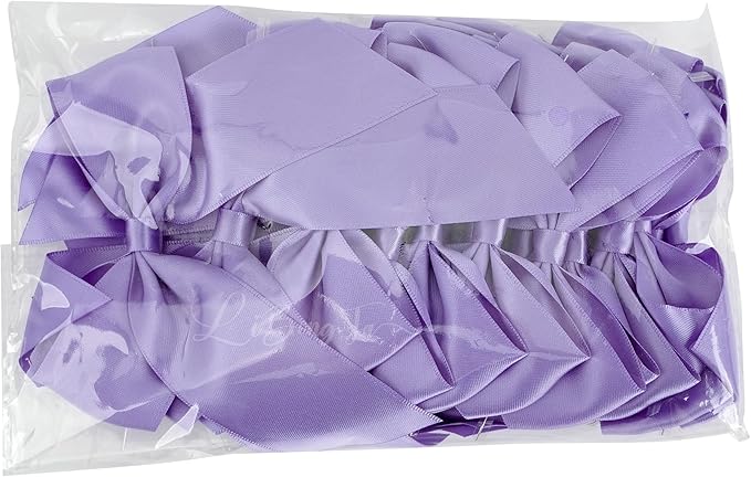 4.5" Satin Ribbon Light Purple Bows for Gift Wrapping, Twist Tie Bows, Cute Bows for Crafts, Party Favors, Premade Bows Pre-Tied Decorative Bows for Flower Bouquets Candy Apple Bows-24 Counts