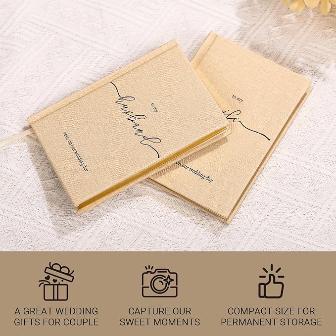 Wedding Vow Books His and Hers- Hard Cover Vow Books - Set of 2 with Silk Bookmarks & 40 Lined Pages - His & Hers Gifts Wedding Vow Book -Renewal & Wedding Must Haves (to My Husband/Wife)