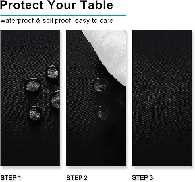 Hiasan 2 Pieces Black Tablecloth Rectangle - Waterproof and Wrinklr Resistant Washable Polyester Fabric Table Cloth for Dining Room and Outdoor Use, 70 x 140 Inch