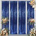 Juya Delight Sequin Backdrop Curtain,4PCS 2FTx8ft Glitter Backdrop Curtain for Party,Birthday,Christmas Wedding Decoration,Navy Blue