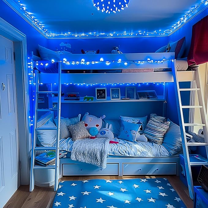 JMEXSUSS 600 Blue LED Halloween Lights Outdoor Waterproof 168ft Blue String Tree Lights Indoor Plug in 8 Modes for Bedroom Fireplace Halloween Party Xmas Christmas Decorations